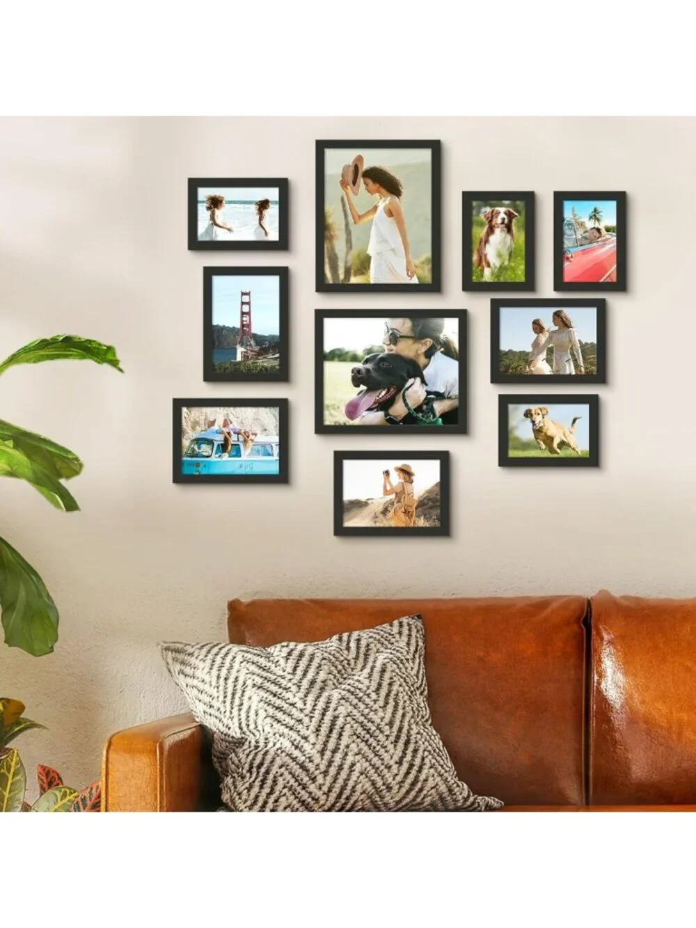Set of 10 Black Picture Frames - 8x10, 5x7, 4x6 Sizes for Home Decor